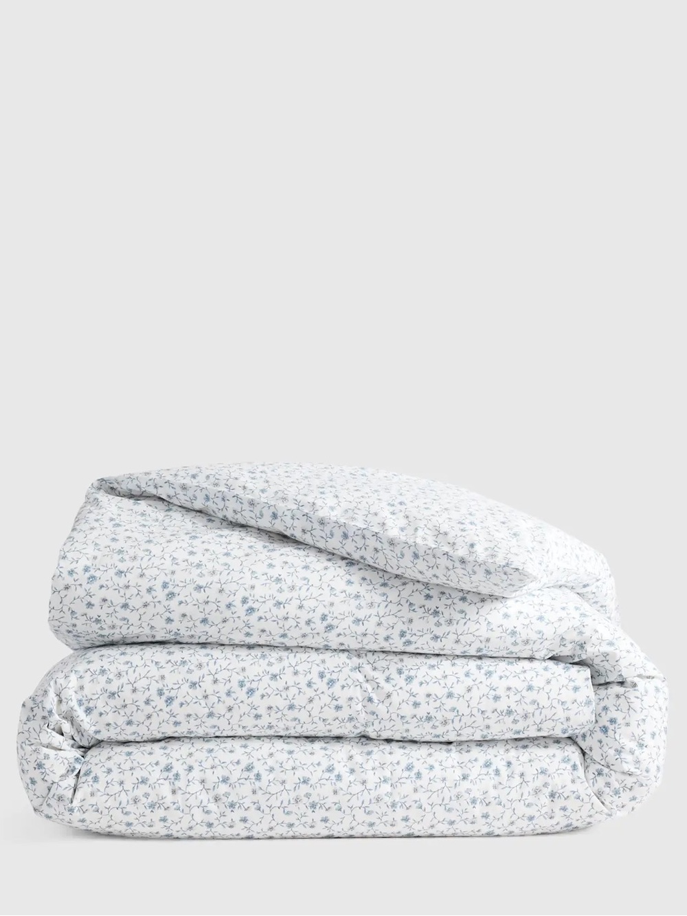 Quince King/California King Organic Crisp Percale Floral Duvet Cover